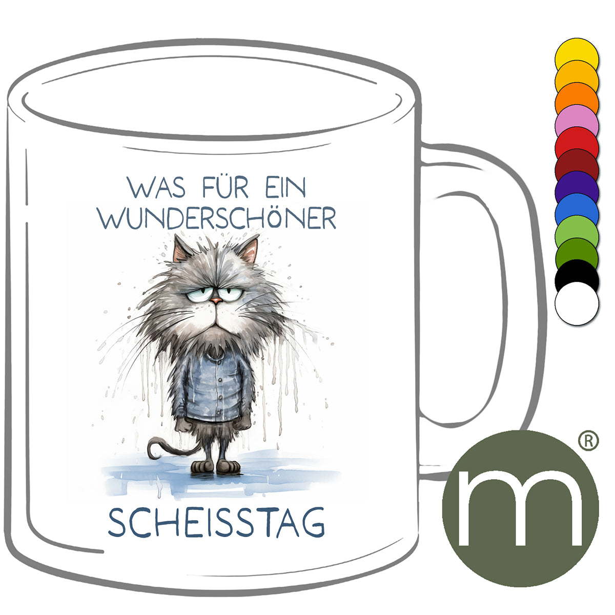 Tasse Klassik #11203 - Katze, SCHEISSTAG