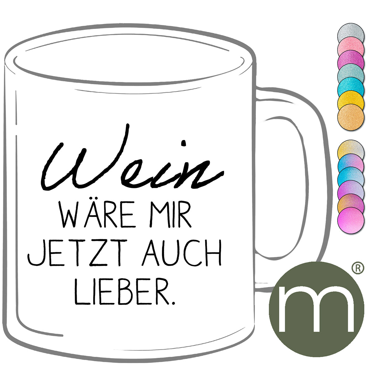 Tasse Glitzer #13228 - Wein wäre mir jetzt auch lieber