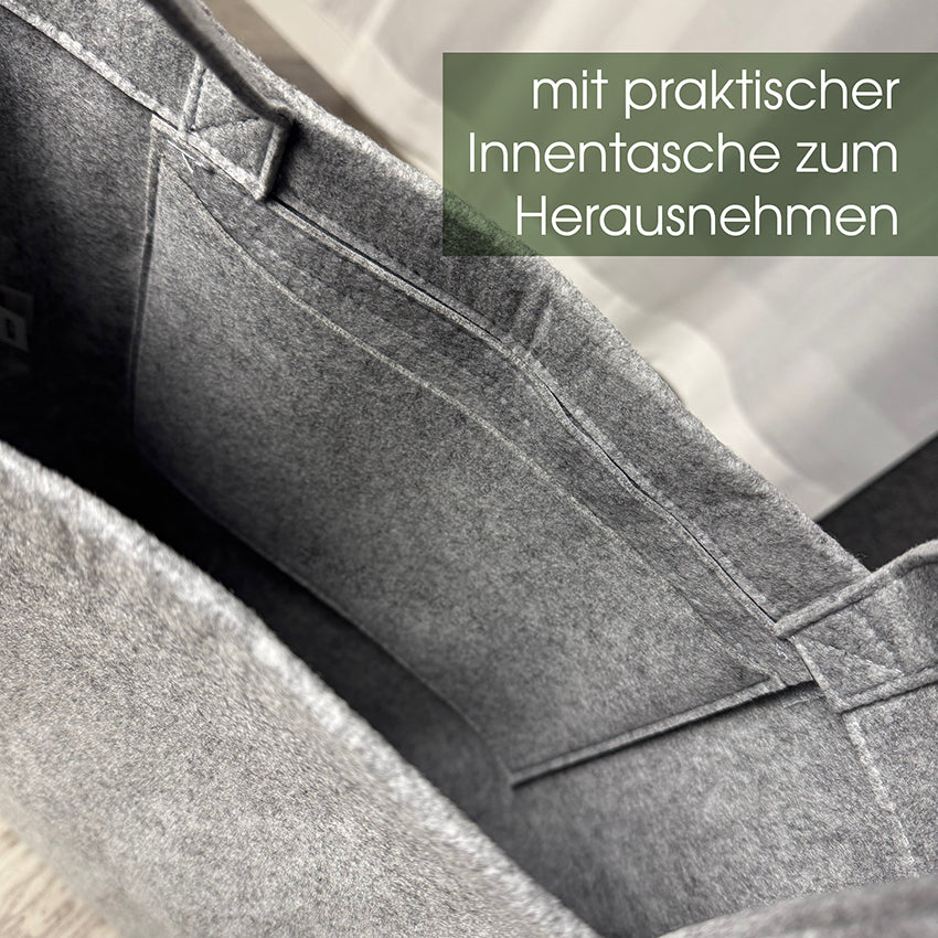 Tasche aus Filz quer mit Innentasche "wichtiger Kram"